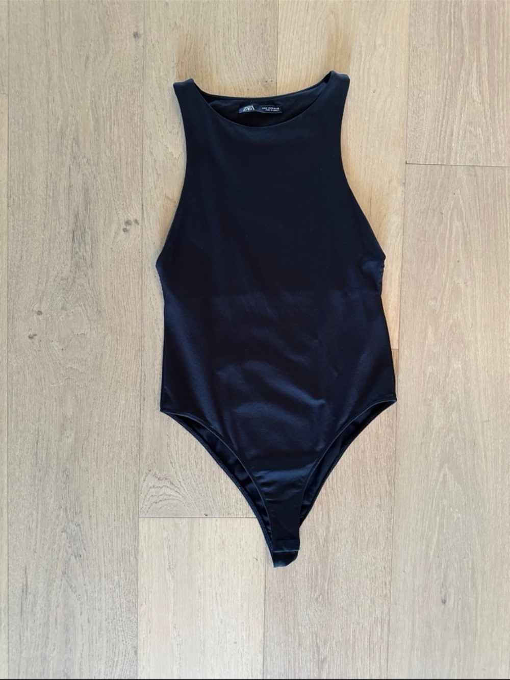 Zara Black High-Neck One-Piece Bodysuit